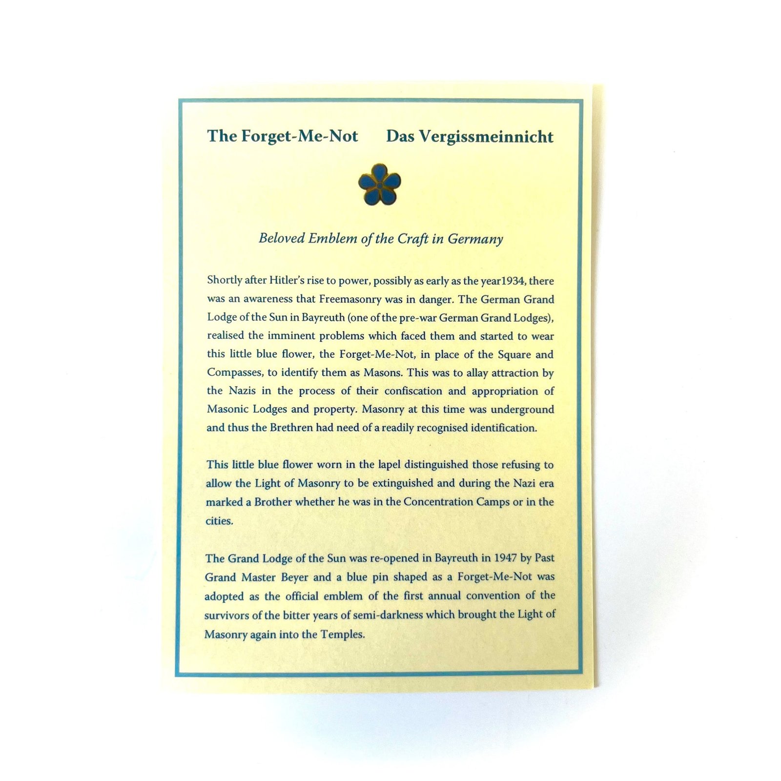 Forget-Me-Not Explanation Card Forget-Me-Not Explanation Card