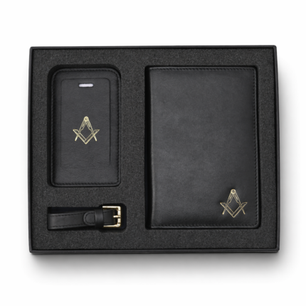 Masonic Leather Passport Holder & Luggage Tag Gift Set