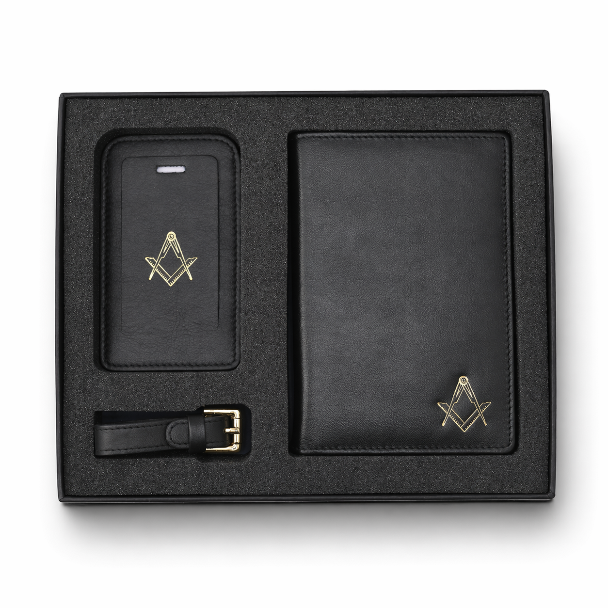Masonic Leather Passport Holder & Luggage Tag Gift Set Masonic Leather Passport Holder & Luggage Tag Gift Set