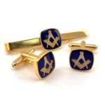 Masonic Square & Compasses Cufflinks and Tie Clip Set