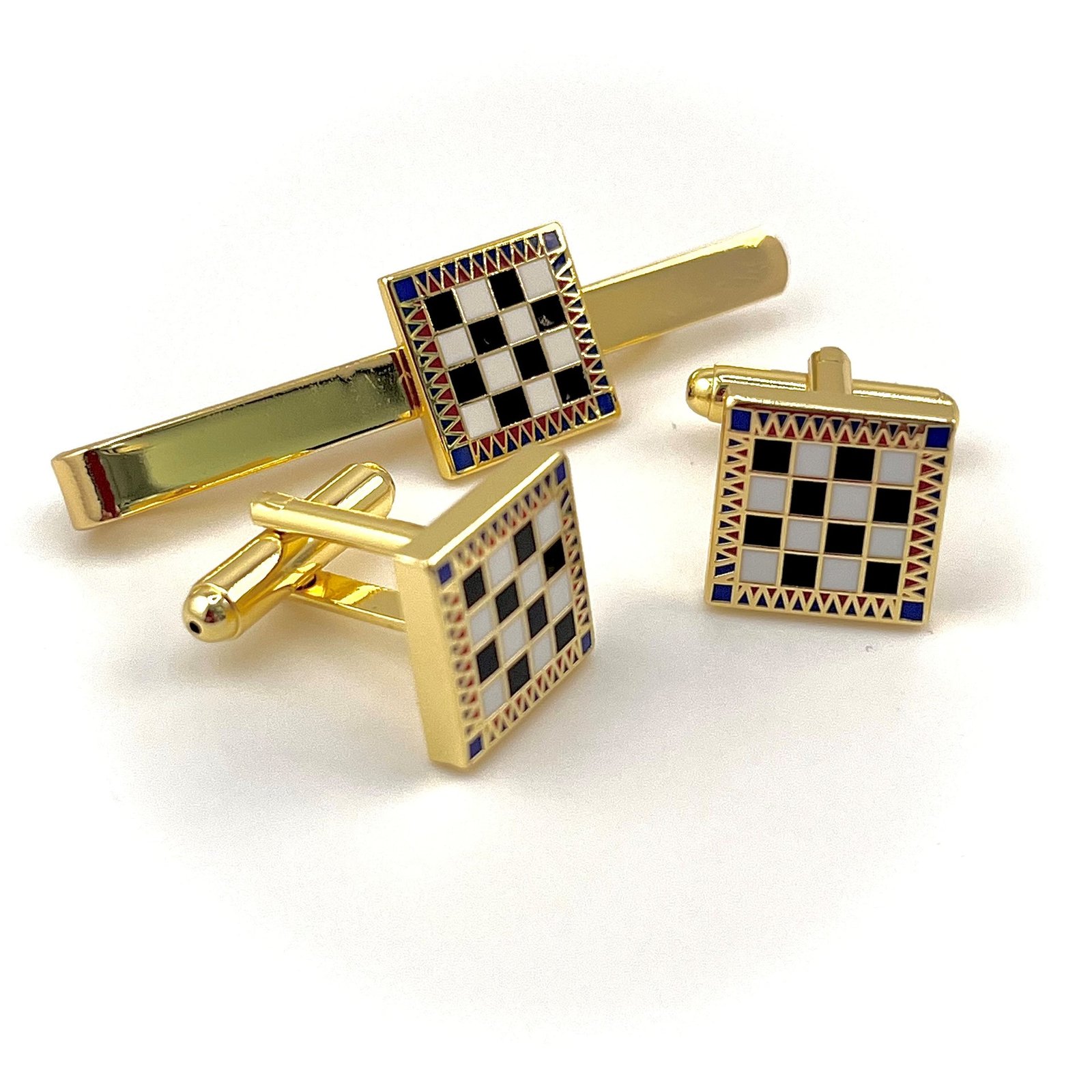 Mosaic Pavement Masonic Cufflinks and Tie Clip Set Mosaic Pavement Masonic Cufflinks and Tie Clip Set