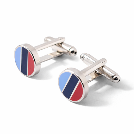 One Journey Striped Round Cufflinks