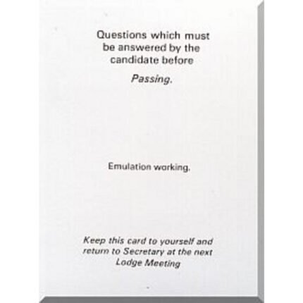Passing and Raising Ritual Card