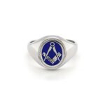 Silver Oval Reversible Masonic Ring