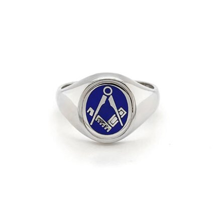 Silver Oval Reversible Masonic Ring