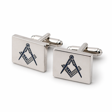 Silver Square & Compasses Rectangular Cufflinks
